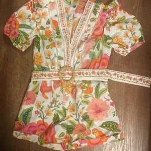 Farm Rio Maccow Bloom Floral Romper with Belt (SOLD)